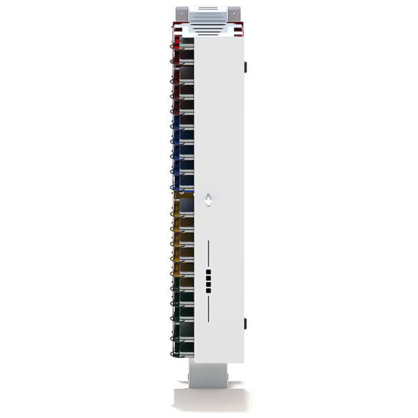 Image shows PowerGistics Core20 charging station, front view, door closed